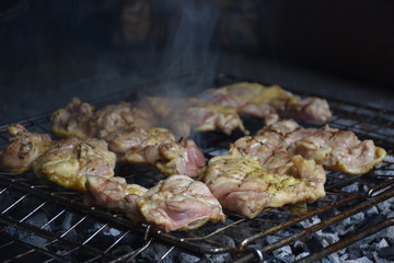 Grilled meat on the grill