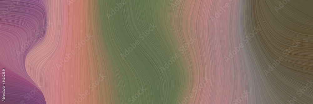 Fototapete abstract decorative horizontal header with pastel brown, rosy brown and old mauve colors. fluid curv