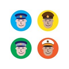 Police Officer Profile Picture Avatar Professions and Occupations Series People Flat Icon Vector Illustration