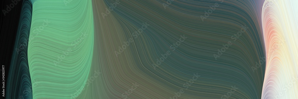 Poster abstract modern header with dark slate gray, light gray and dark sea green colors. fluid curved lines with dynamic flowing waves and curves