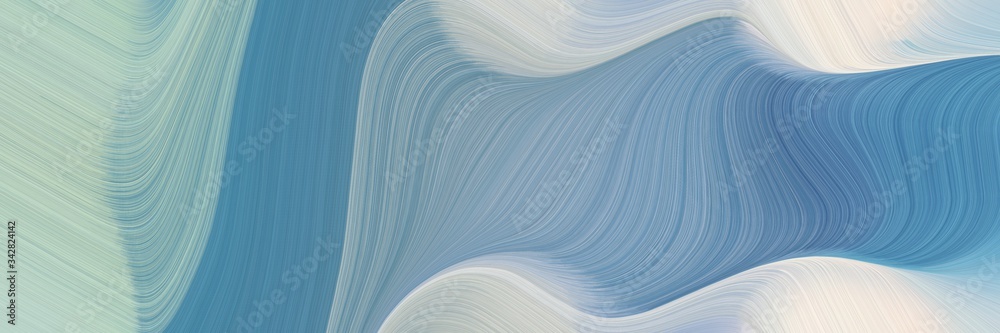 Aufkleber abstract moving designed horizontal header with cadet blue, light gray and ash gray colors. fluid curved lines with dynamic flowing waves and curves