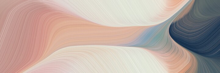 abstrakter, bewegter horizontaler Header mit silbernen, dunklen Schiefergrau- und Tan-Farben. fließende geschwungene Linien mit dynamisch fließenden Wellen und Kurven