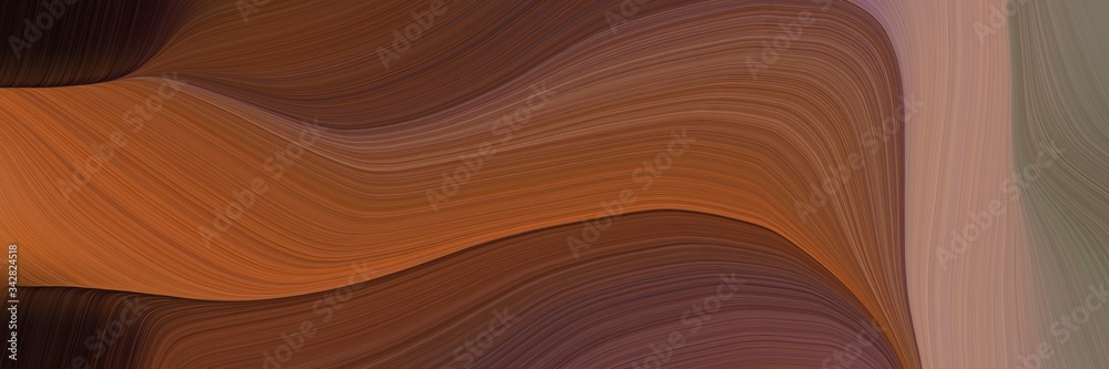 Aufkleber abstract artistic horizontal banner with saddle brown, old mauve and gray gray colors. fluid curved 