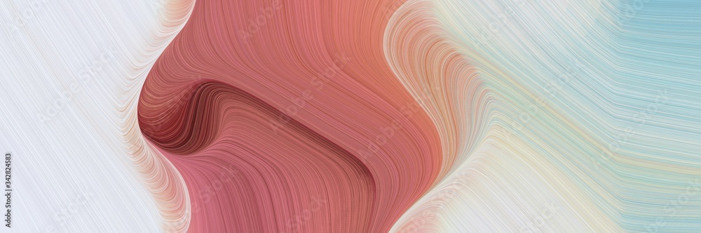 Poster abstract moving horizontal header with light gray, sienna and indian red colors. fluid curved flowing waves and curves