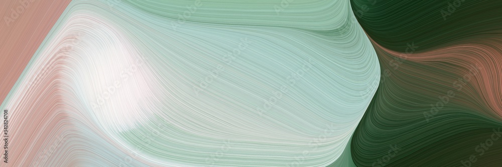 Poster abstract modern header with silver, very dark green and pastel brown colors. fluid curved lines with
