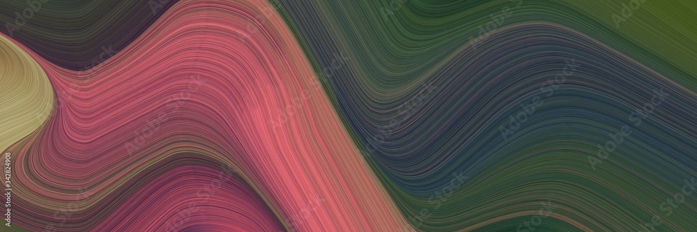 Poster abstract colorful horizontal banner with dark slate gray, indian red and pastel brown colors. fluid curved lines with dynamic flowing waves and curves