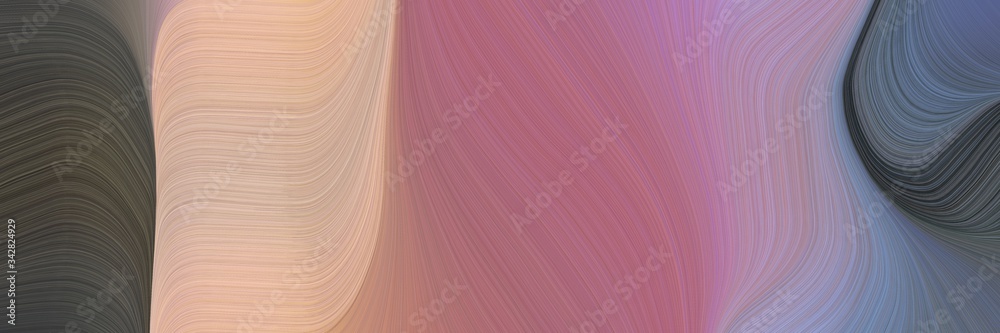Poster abstract artistic header design with rosy brown, dark slate gray and old lavender colors. fluid curved lines with dynamic flowing waves and curves