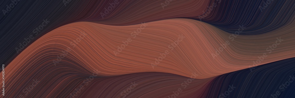 Poster abstract dynamic header design with very dark violet, very dark blue and brown colors. fluid curved 