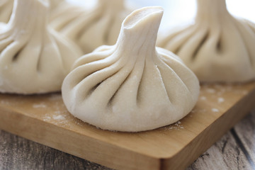 uncooked khinkali, traditional Georgian cuisine