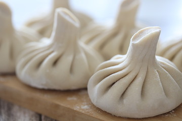 uncooked khinkali, traditional Georgian cuisine