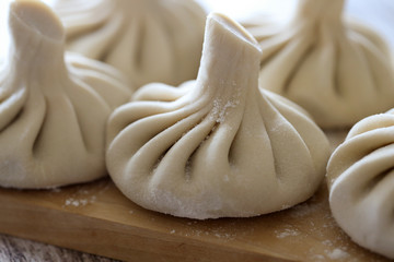 uncooked khinkali, traditional Georgian cuisine