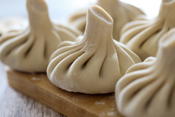 uncooked khinkali, traditional Georgian cuisine