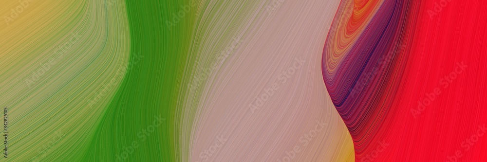 Poster abstract colorful horizontal header with rosy brown, crimson and forest green colors. fluid curved f