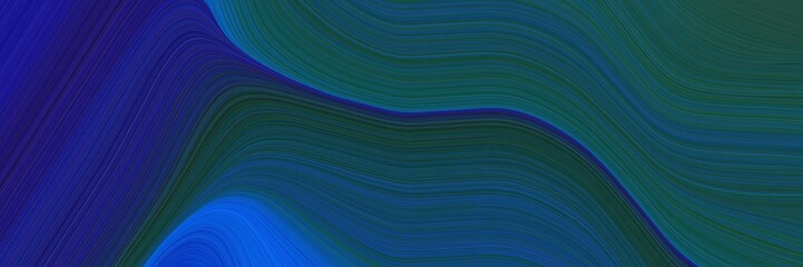 abstract modern header design with dark slate gray, midnight blue and strong blue colors. fluid curved flowing waves and curves