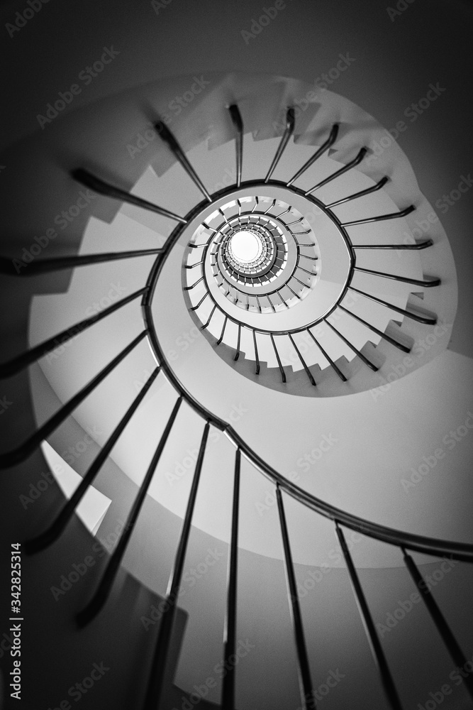 Wall mural spiral stairs in madrid building