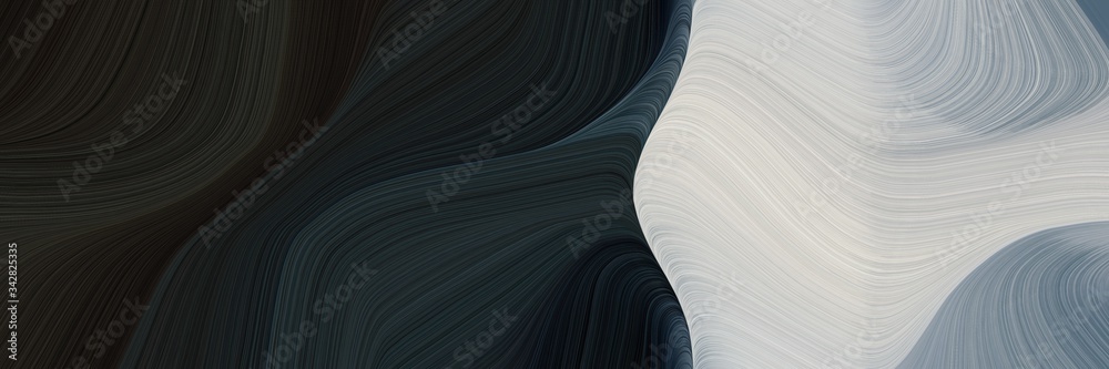 Aufkleber abstract flowing designed horizontal banner with very dark blue, silver and light slate gray colors. fluid curved lines with dynamic flowing waves and curves