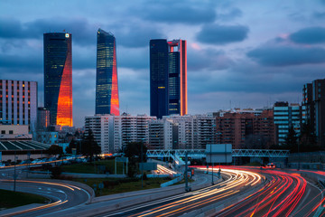 Obraz premium Madrid sunset view of the four towers area