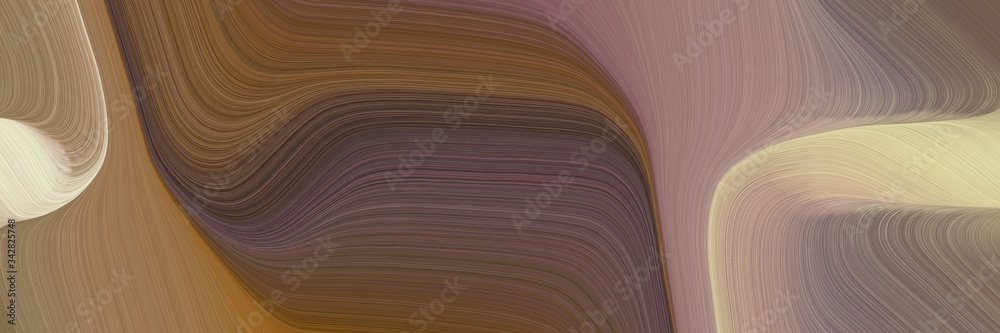 Aufkleber abstract decorative horizontal banner with pastel brown, tan and rosy brown colors. fluid curved lin