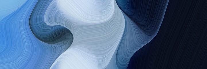abstract modern designed horizontal header with very dark blue, light blue and corn flower blue colors. fluid curved flowing waves and curves - 342825721