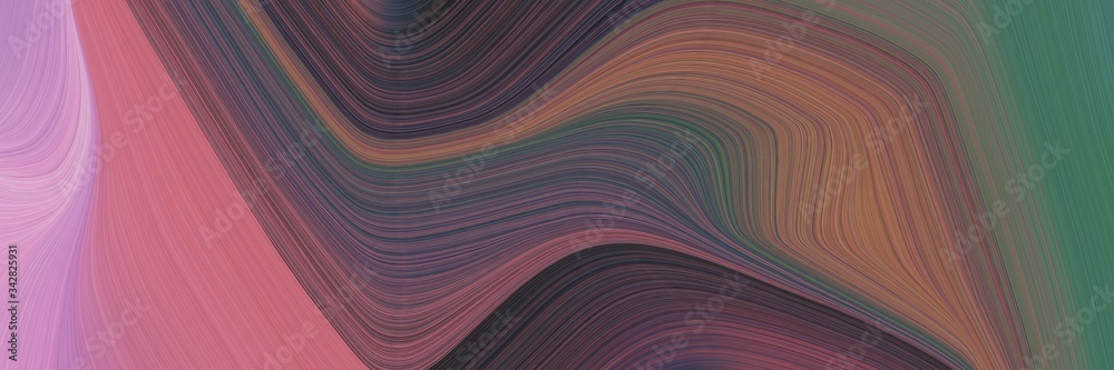 Aufkleber abstract dynamic horizontal banner with dim gray, pale violet red and pastel brown colors. fluid cur