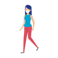 Fototapeta premium young woman using face mask isolated icon vector illustration design