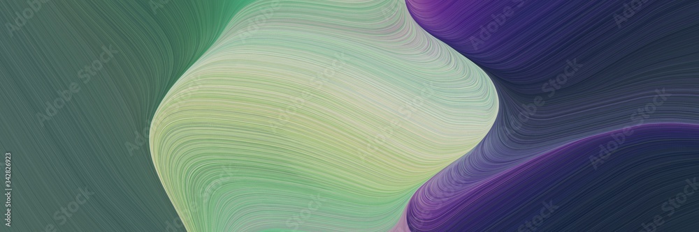 Poster abstract dynamic designed horizontal header with dark slate gray, ash gray and dark sea green colors. fluid curved lines with dynamic flowing waves and curves