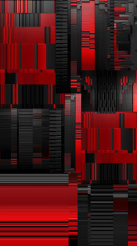 3d rendering and illustration of metallic black and red colored background.