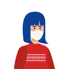 young woman using face mask isolated icon vector illustration design