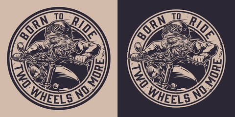 Vintage motorcycle monochrome round label