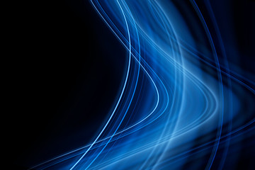 Trendy beautiful abstract background with blue luminous waves.