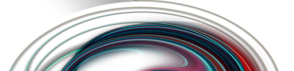 Multi-colored curved lines on a white backdrop. Simple stylish panoramic background for design.