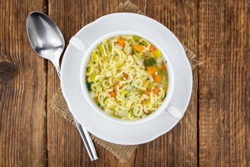 Fresh made Alphabet Soup (selective focus)