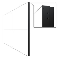 High Angle View of 2x2 Video Wall (4 screens) Template. Realistic 3D Render Isolated on White Background.