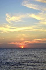 Picturesque sunrise on the Black Sea in Yalta