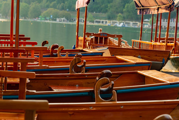 Sunset on Lake Bled in Slovenia