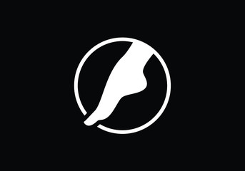 Elegant foot silhouette within a circle artistic minimalist health and wellness icon design