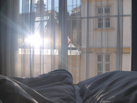 Bett am Morgen