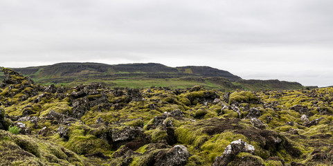 Lava Fields near Grabrok Crater in western Iceland