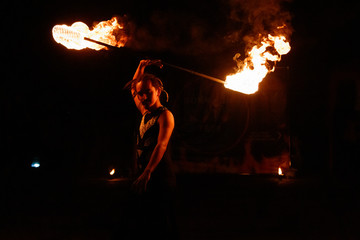 Fire show, rotation of fire
