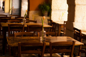 antique tavern outdoor tables