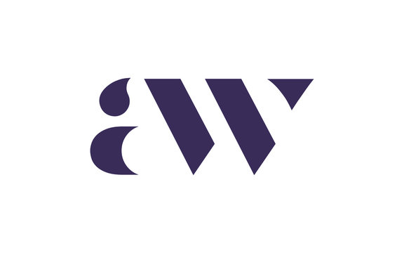 aw or wa and a, w Lowercase Letter Initial Logo Design, Vector Template