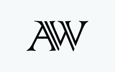 AW or WA and A, W Uppercase Letter Initial Logo Design, Vector Template