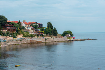 Sea coast cloudy weather. Nessebar Bulgaria