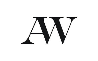 AW or WA and A, W Uppercase Letter Initial Logo Design, Vector Template
