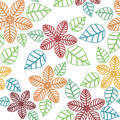 Outlines floral seamless pattern colorful background.	