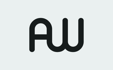 AW or WA and A, W Uppercase Letter Initial Logo Design, Vector Template
