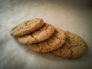 Homemade whole-grain cookies with oatmeal,. Healthy vegan whole-grain cookies.