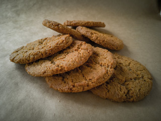Homemade whole-grain cookies with oatmeal,. Healthy vegan whole-grain cookies.