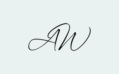 AW or WA and A, W Uppercase Cursive Letter Initial Logo Design, Vector Template - obrazy, fototapety, plakaty