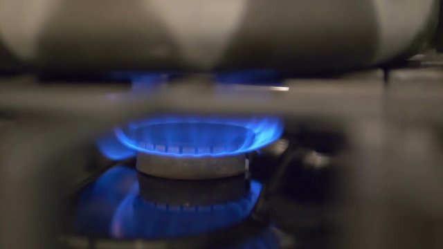 Gas-Ring Stove With Blue Flame in Slow Motion 180fps